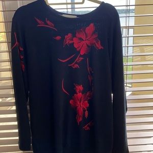 stunning red and navy C.D Daniels sweater so soft amazing detail around a 2x
